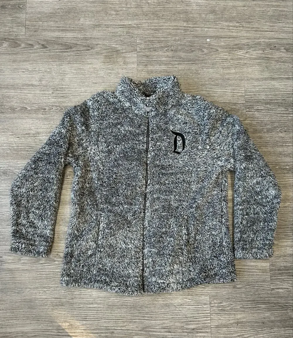Disney Parks Disneyland Gray Black High Pile Fleece Full Zip Jacket Womens L